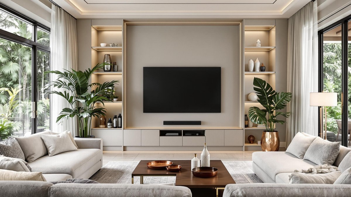 TV murale & gestion câbles